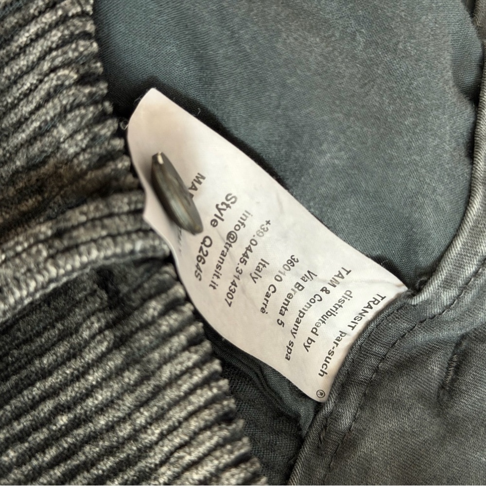 Transit Par-Such Lagenlook Corduroy Pants Gray Brown Relaxed Tapered Large - Picture 13 of 14